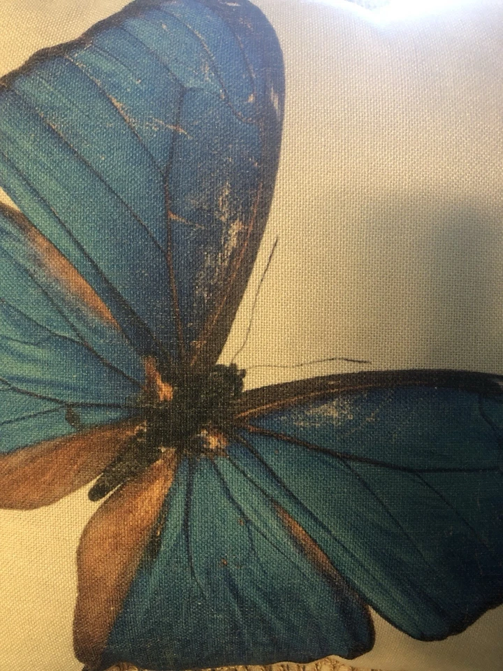 Safavieh 20” Canvas Pillow With Big Blue Butterfly  + New Pillow Insert Included - Изображение 4 из 4