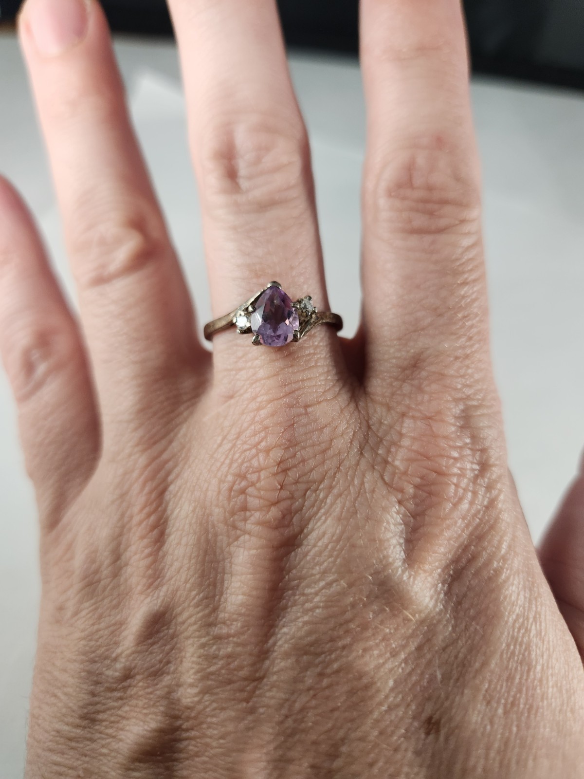 Sterling Silver Ring Amethyst CZ Solid 925 Size 9… - image 9