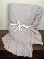 Pottery Barn Belgian Flax Linen Fringe Ruffle Duvet Cover - Smoky Quartz Queen