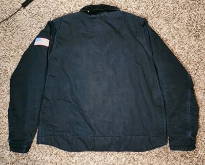 Carhartt Detroit Jacket Mens L Black Blanket Lined Duck Canvas