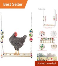 Handmade Wooden Chicken Ladder Swing - Safe and Durable Toy for All Breeds