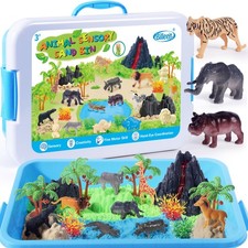 Billeeit Animal Sensory Bin Sand Toy, Play Sand Kit w/lid and 2.2lbs Moldable...