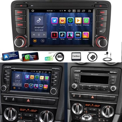 DAB+ Android 15 Apple Carplay Für Audi A3 8P 2003-2012 Autoradio GPS NAVI BT SWC