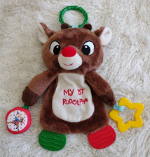 My First Rudolph The Red Nose Reindeer Lovey Plush 12 Inch Security Toy Teether