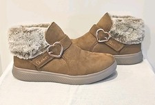NEW Skechers Youth Girl's Skipper Cuddle Joy Chestnut Ankle Boots Faux Fur SZ 1