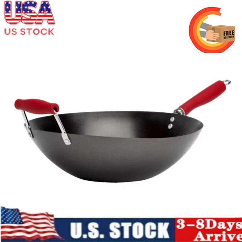 Carbon Steel Non-Stick Stir Fry Pan/Wok 14 inch for Kitchen Easy to Clean NEW