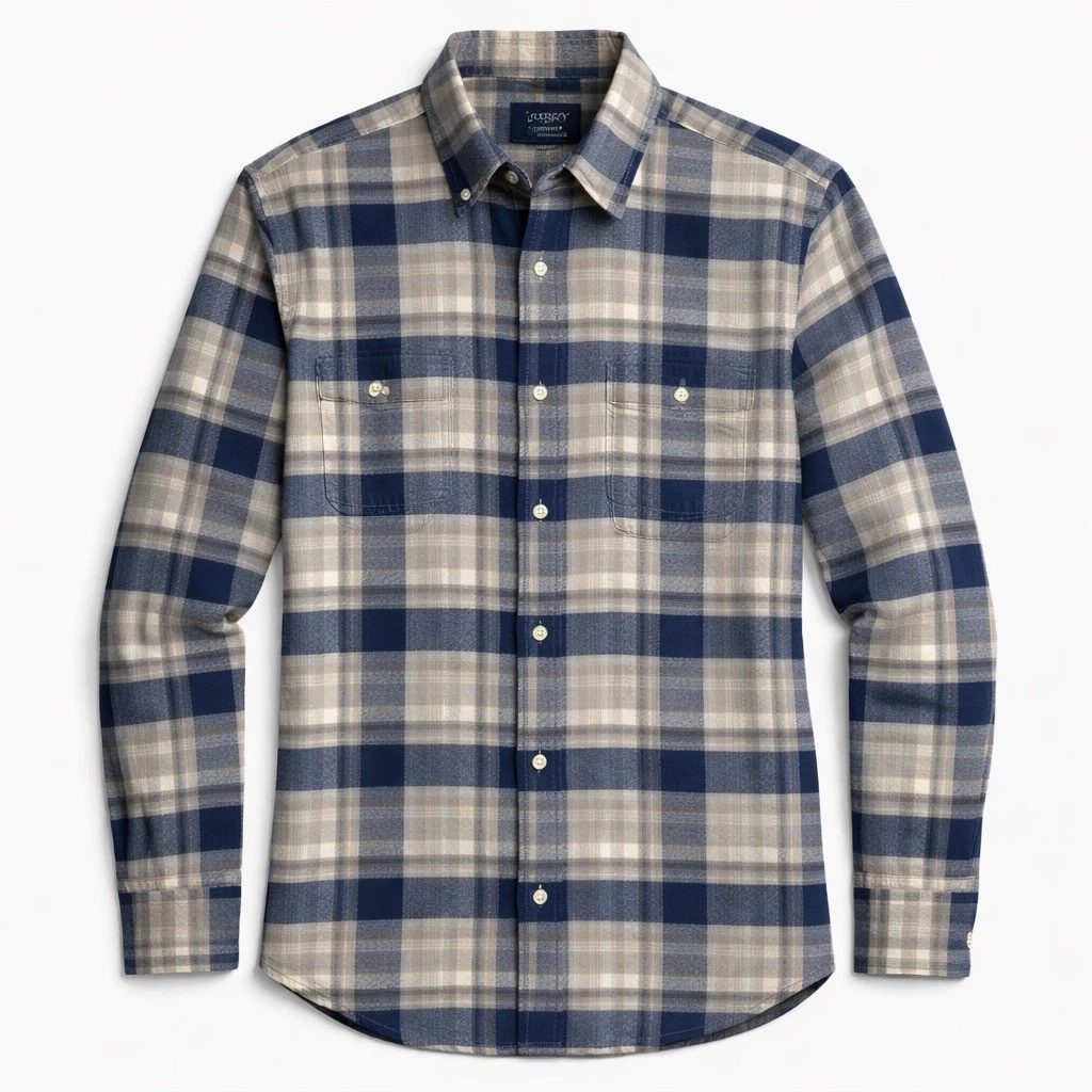 J.Crew Flannel Button Down Shirt Mens Size M Slim Blue Plaid Preppy Outdoors