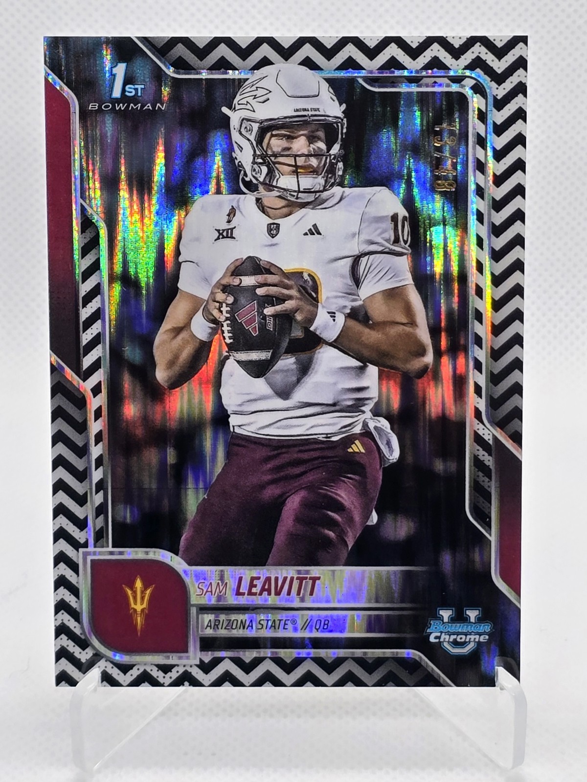 2025 Bowman Chrome U Sam Leavitt 1st Bowman B & W Stealth Refractor /48 AZ State