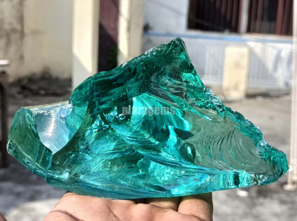 Enorme piedra preciosa azul cielo sin cortar aguamarina natural de 1000 quilates EGL 149x82 mm 5AOF Foto 3 de 4