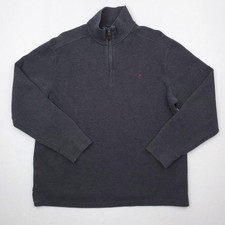 Vintage Polo Ralph Lauren Sweater Mens Large Gray Quarter Zip Pullover Red Pony