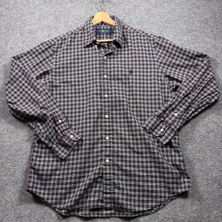 Ralph Lauren Button Down Shirt Mens Large Multicolor Plaid Long Sleeve Cotton image 2