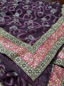 Dupata scarf saree Cultural Sari Craft Fabric embellished by hand 88 x 45