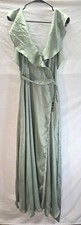 Lulus My Heart and Soul Women's Large Sage Green Satin Wrap Maxi Dress New Tags