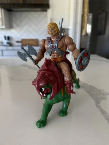 Vintage Original 1981-82 He-Man & Battle Cat MOTU Action Figures Complete!!!!