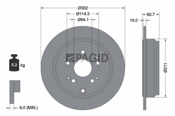 2X Pagid Bremsscheibe 55272NC FüR Honda Cr 5 3 4 Dtec RE6 4WD RM1 Awd RE5 RM2-image