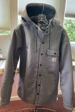 Carhartt Heavyweight Rain Defender Jacket Fleece Lined Relaxed Gray Black Mens M