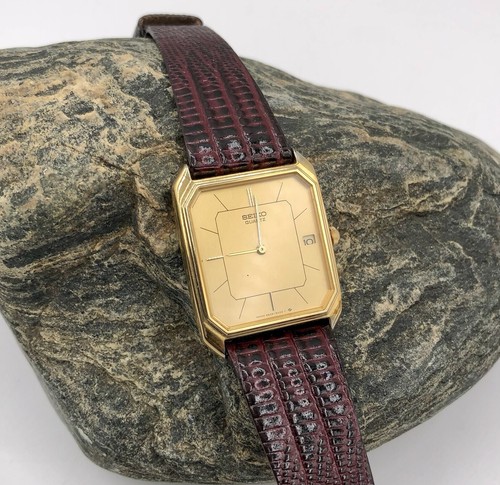 Reloj De Colección Seiko Tank Fecha 6539-5000 Cuarzo Analógico Correa De Cuero Repujado/b - Imagen 3 de 7