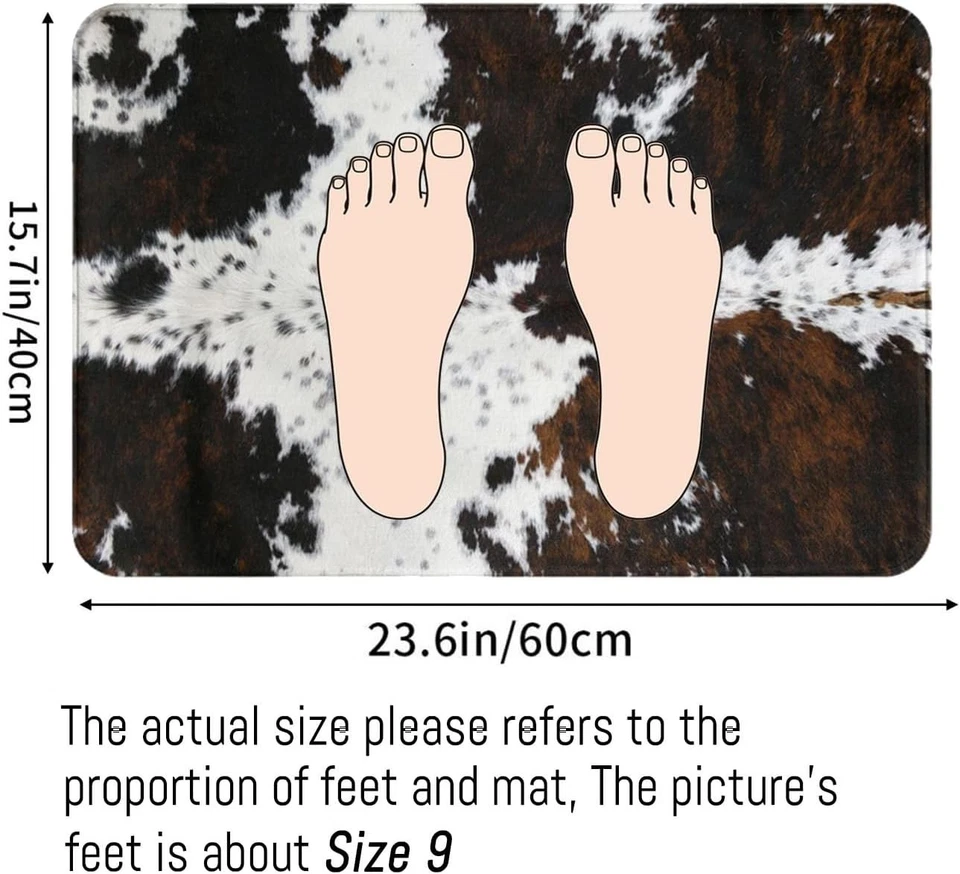 Stylish Absorbent Cowhide Bath Mat - Soft Flannel, 24"x16" Non-Skid Design - Image 4 of 4