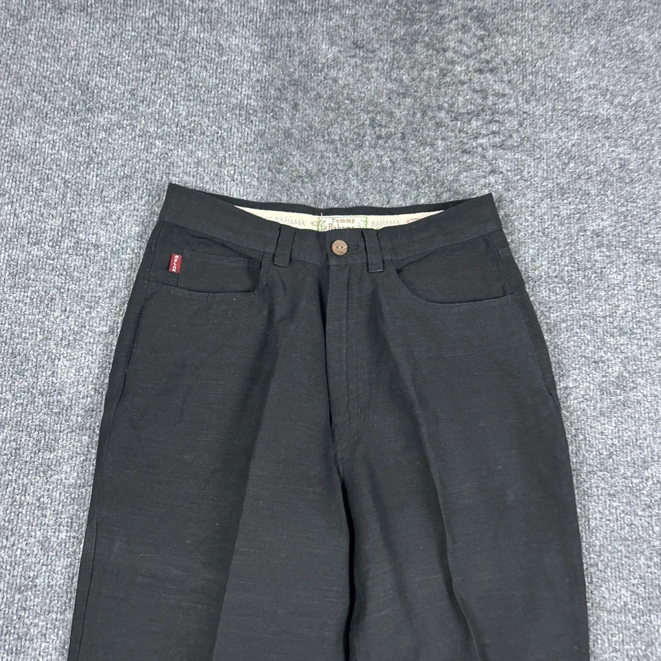 Pantalones Tommy Bahama Mujer 2 Negros Recortados Relajados Cáñamo Rayón Mezcla Seda Foto 3 de 4