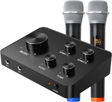 Rybozen Wireless Microphone Karaoke Mixer System, Dual Wireless Microphones