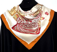 35"x35"Silk Roads 2 Print Pure Mulberry Twill Silk18momme Double-sided Scarf88cm