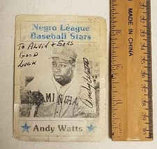 Andy Watts Autograph Negro League Baseball Stars Signed.