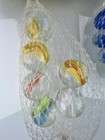 Mega Marbles SC Cat's Eye Lot 42 Glass Marbles 7 Shooters Vintage Net Bag Vacor — photo 8