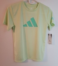 Adidas Originals Aeroready Boy's 3 Stripe Tee - Small, Size 8, Green NWT