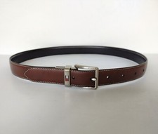 Tommy Hilfiger Boys Reversible Black Brown Faux Leather Silver Buckle Belt Sz M