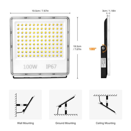 Faretto proiettore led 10W 30W 50W 100W con telecomando spina faro RGB - Foto 80 di 177