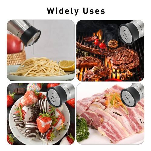 Stainless Steel Salt And Pepper Shakers Set Containers With Glass Bottle Table - Bild 3 von 8