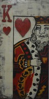 Metal Wall Hanging Art Picture - King Of Hearts Playing Card - 100cm X 50cm Metal Wall Hanging Art Picture - King Of Hearts Playing Card - 100cm X 50cm