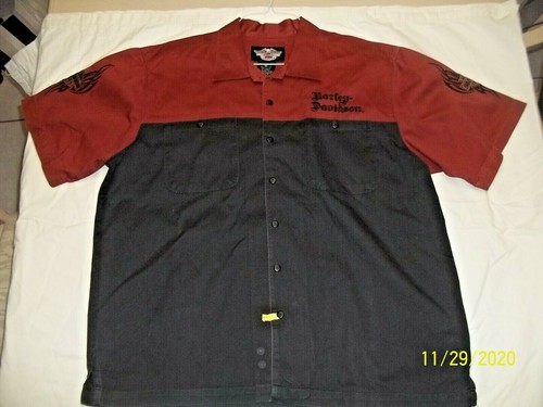 Nice XL X-LARGE Harley Davidson MAROON & BLACK Button-down Shirt LOOK BUY IT NOW - Picture 5 of 9