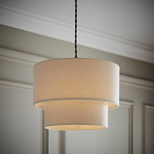 Lamp Shades For Ceiling Light Shade Linen 2 Tier Drum Lampshade Lightshade - Picture 9 of 45