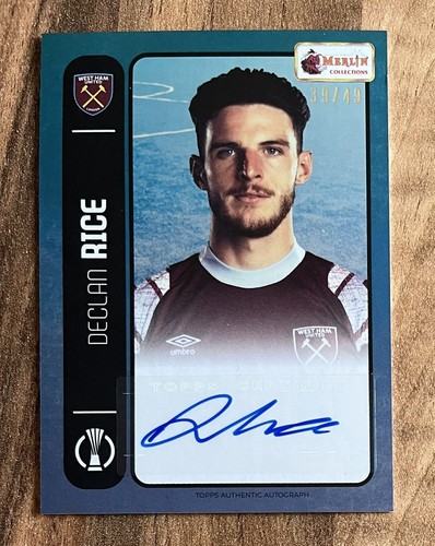 Topps Merlin 98 Heritage Declan Rice Auto Autograph Blue Parallel Card /49