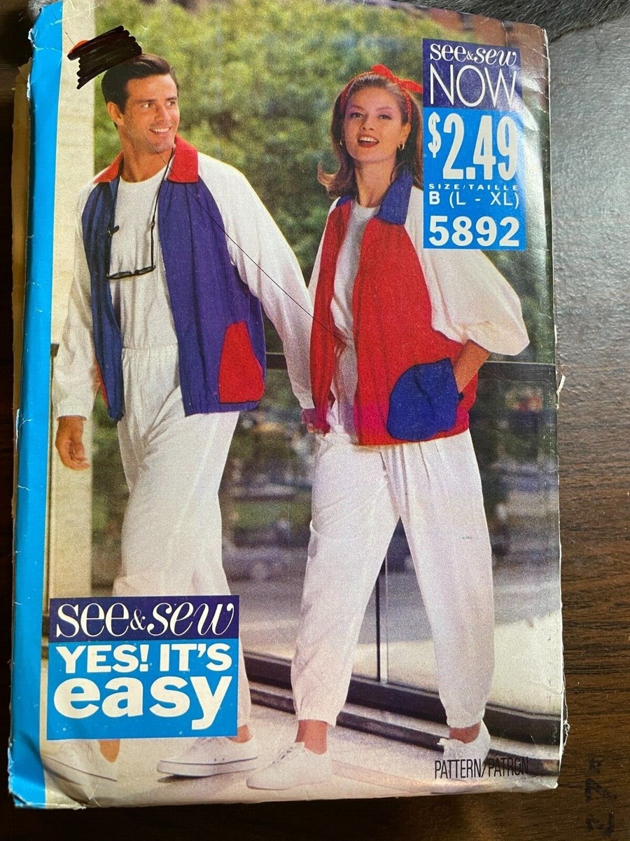 ウェア Legit 90's Cutting Jacket& Pants 5892 See & Sew Vintage 90's Easy Jacket & Pants Pattern UnCut Sz