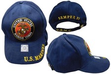 NEW U.S MILITARY MARINE CORPS EMBROIDERED BLUE HAT CAP OFFICIAL LICENSED HATS