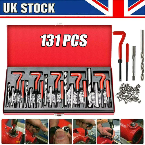 131Pc Thread Repair Kit HSS Drill Helicoil Metric Set Heli Coil Tap