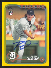 Reese Olson Signed 2024 Topps Series One Yellow Border Card #308 Detroit Tigers