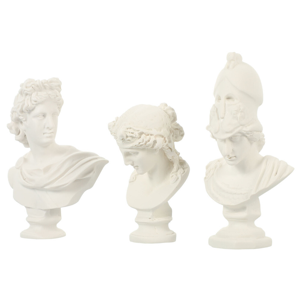 3 Pcs Portrait Bust Figurines Sculpture Athena Statue Statues