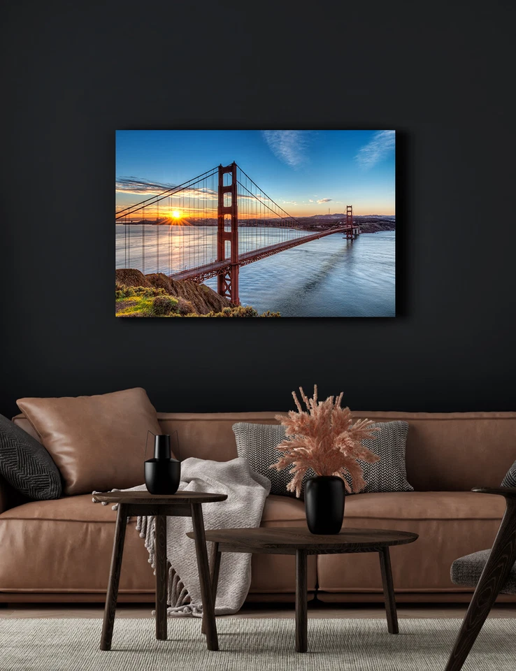 View of Golden Gate Bridge Canvas Art Print Wall Art for Home Decor 30" x 20" - Image 2 of 4