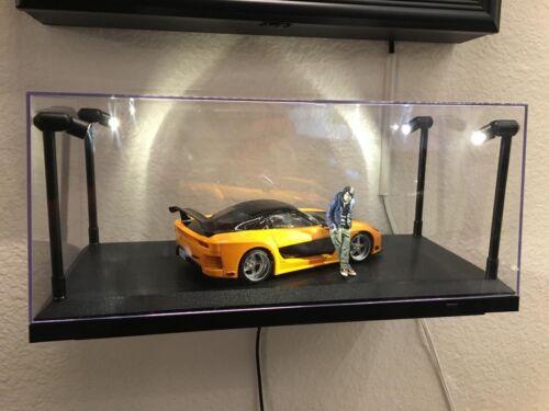Vetrina Auto 1/18 Matchbox Modello Giocattolo Diecast Armadio Acrilico USB Luce LED - Foto 5 di 9