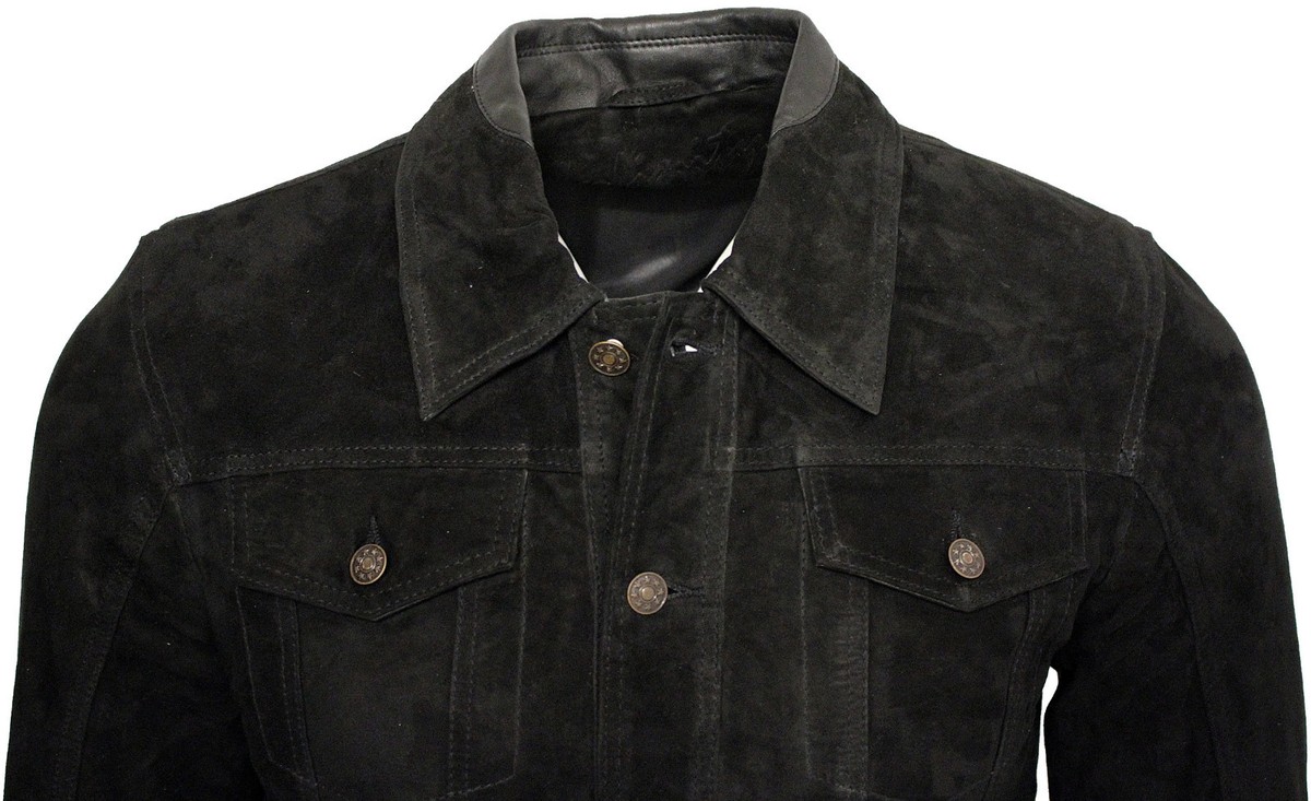 Hoodie Jacket Trucker Jacket Mens Slim Fit Black Denim Jacket