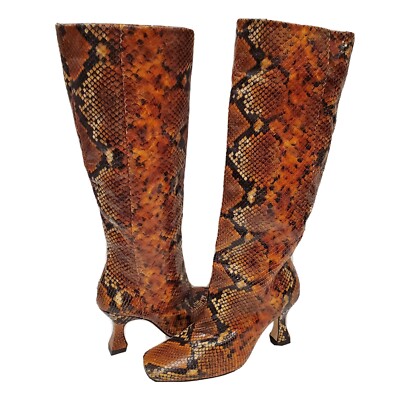 MIISTA Inga Snake Print Tall Boots Size EU 35 US 5