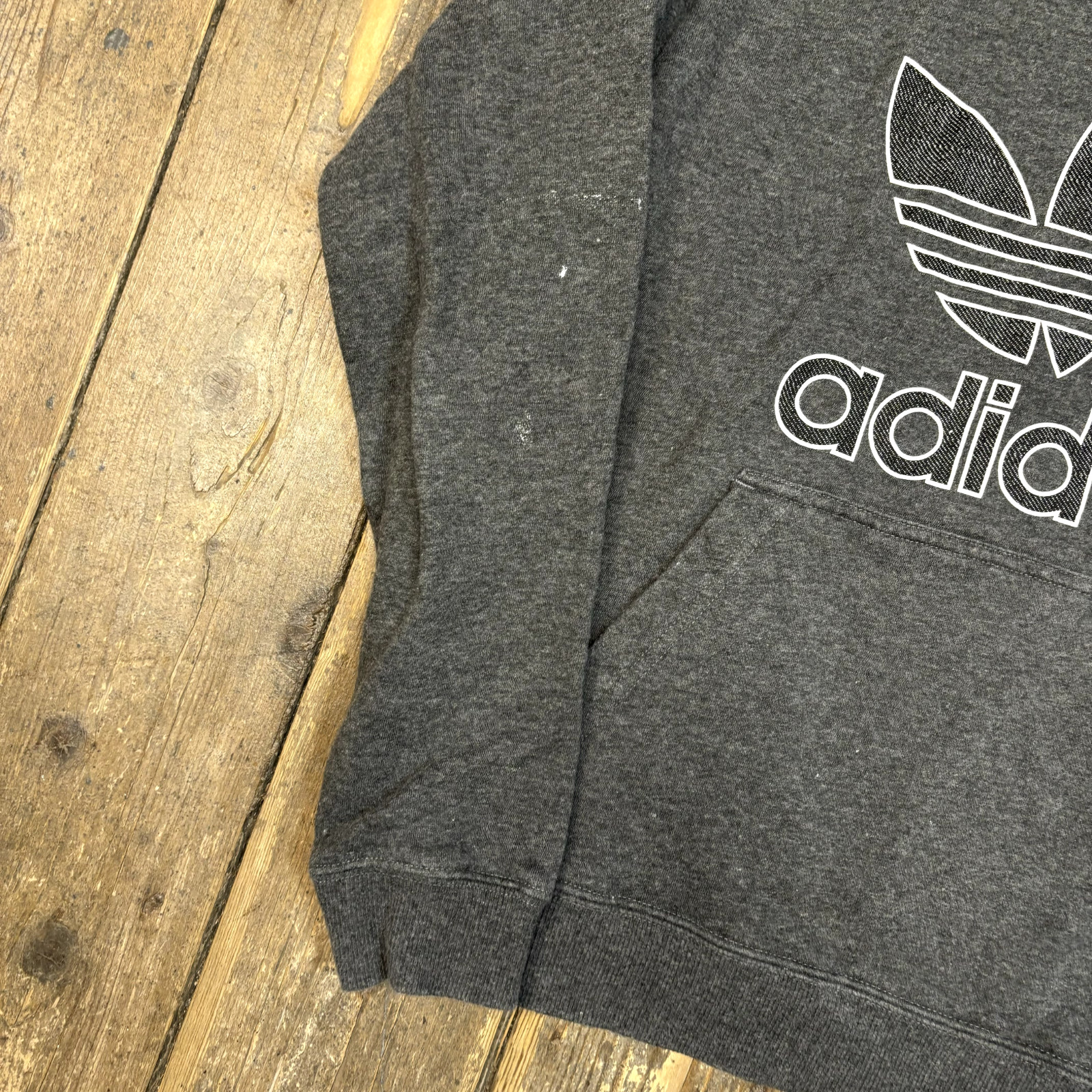 Adidas Hoodie Mens Spellout Y2K Trefoil Pull Over Sweatshirt, Grey, Small image 6