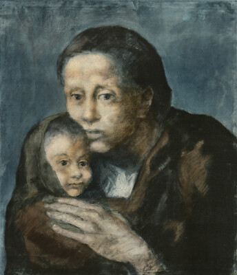 ピカソ 母と子 リトグラフ 1963年 Superb 1963 PICASSO SIGNED Pochoir Lithograph Mother & Child