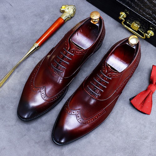 Men's Brogue Carved Shoes Korean Leather Shoes Business Plus Size Formal Shoes - Picture 6 of 28