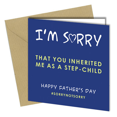 #565 VATERTAG Grußkarte Stiefvater unhöflich Liebe Witz Humor lustig 6x6 cm
