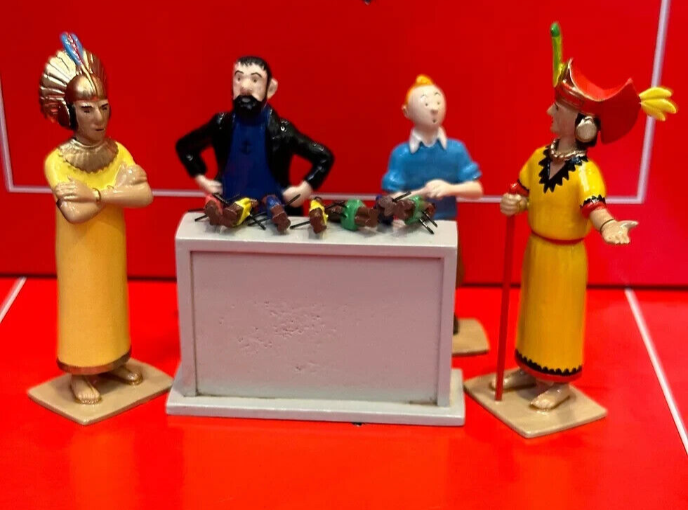 Hergé & Pixi- Scène Tintin, Haddock, Huaco, Inca. . .Coffret & Certif