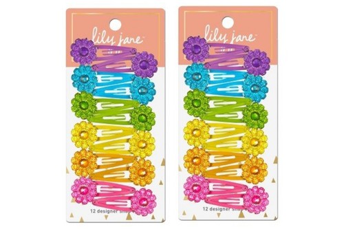 Lily Jane Girl's Designer Flower Acrylic Snap Clip Barrettes 24 Count (12 Pair) - Picture 4 of 4